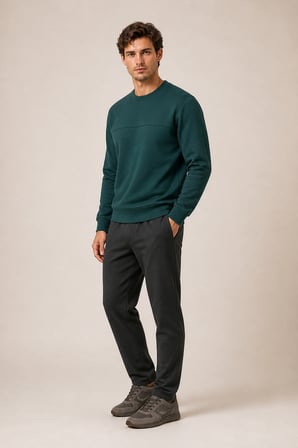 Steni Yeni Sezon Erkek Regular Fit Kışlık Bisiklet Yaka Sweatshirt Nefti