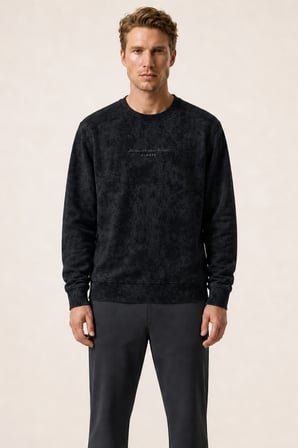 Rummi Desenli Kışlık Yeni Sezon Erkek Regular Fit Sweatshirt Siyah