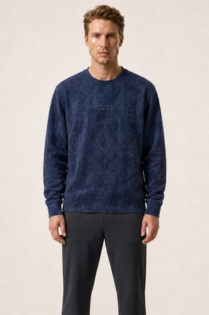 Rummi Desenli Kışlık Yeni Sezon Erkek Regular Fit Sweatshirt Lacivert