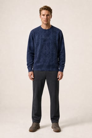 Rummi Desenli Kışlık Yeni Sezon Erkek Regular Fit Sweatshirt Lacivert