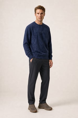Rummi Desenli Kışlık Yeni Sezon Erkek Regular Fit Sweatshirt Lacivert