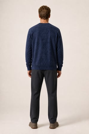 Rummi Desenli Kışlık Yeni Sezon Erkek Regular Fit Sweatshirt Lacivert
