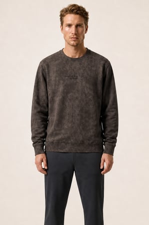 Rummi Desenli Kışlık Yeni Sezon Erkek Regular Fit Sweatshirt Kahve