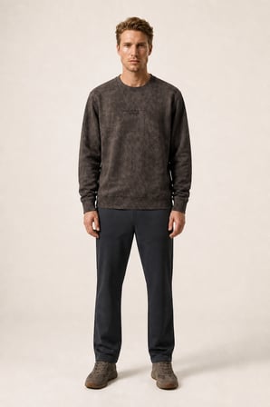 Rummi Desenli Kışlık Yeni Sezon Erkek Regular Fit Sweatshirt Kahve