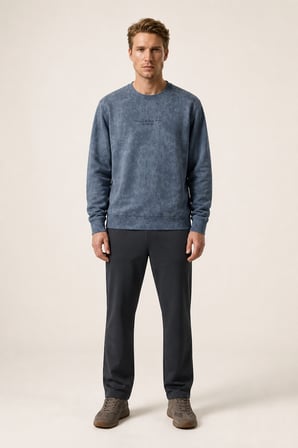 Rummi Desenli Kışlık Yeni Sezon Erkek Regular Fit Sweatshirt Füme