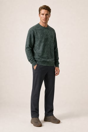 Rummi Desenli Kışlık Yeni Sezon Erkek Regular Fit Sweatshirt Haki