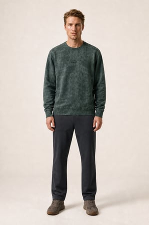 Rummi Desenli Kışlık Yeni Sezon Erkek Regular Fit Sweatshirt Haki