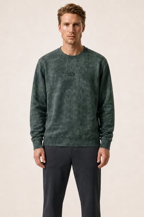 Rummi Desenli Kışlık Yeni Sezon Erkek Regular Fit Sweatshirt Haki