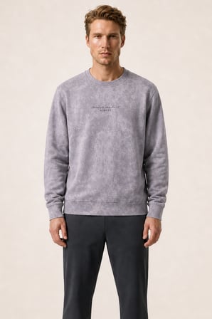 Rummi Desenli Kışlık Yeni Sezon Erkek Regular Fit Sweatshirt Gri