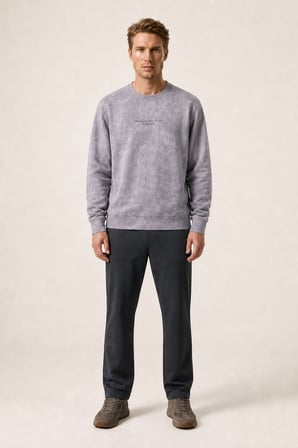 Rummi Desenli Kışlık Yeni Sezon Erkek Regular Fit Sweatshirt Gri