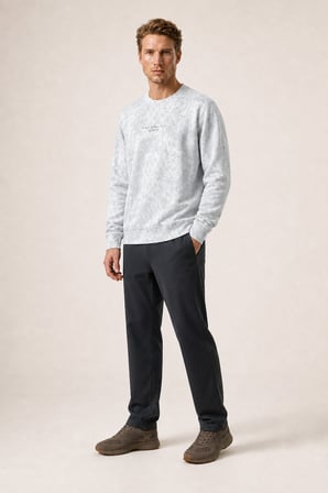 Rummi Desenli Kışlık Yeni Sezon Erkek Regular Fit Sweatshirt Beyaz