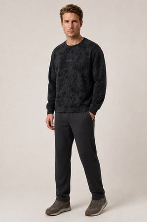 Allon Desenli Kışlık Yeni Sezon Erkek Regular Fit Sweatshirt Beyaz