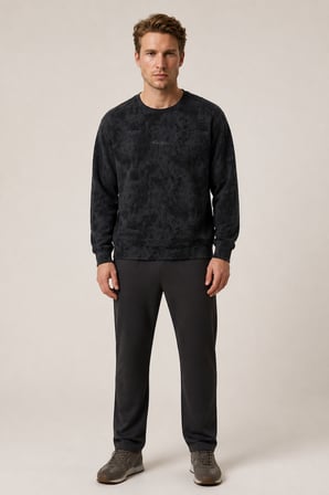 Allon Desenli Kışlık Yeni Sezon Erkek Regular Fit Sweatshirt Beyaz