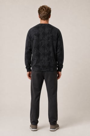 Allon Desenli Kışlık Yeni Sezon Erkek Regular Fit Sweatshirt Beyaz