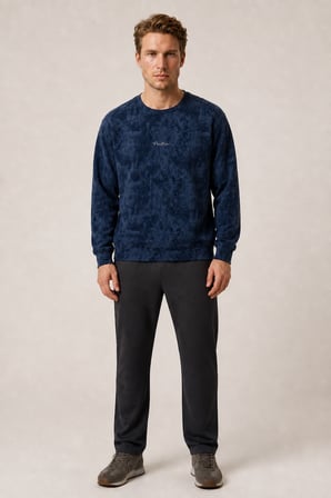 Allon Desenli Kışlık Yeni Sezon Erkek Regular Fit Sweatshirt Beyaz