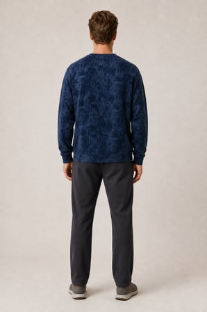Allon Desenli Kışlık Yeni Sezon Erkek Regular Fit Sweatshirt Beyaz