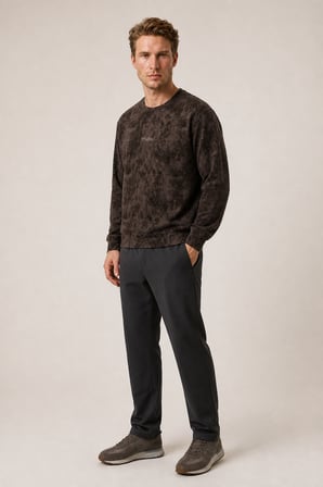 Allon Desenli Kışlık Yeni Sezon Erkek Regular Fit Sweatshirt Beyaz