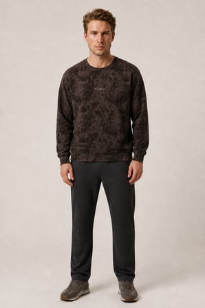 Allon Desenli Kışlık Yeni Sezon Erkek Regular Fit Sweatshirt Beyaz