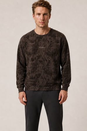 Allon Desenli Kışlık Yeni Sezon Erkek Regular Fit Sweatshirt Beyaz