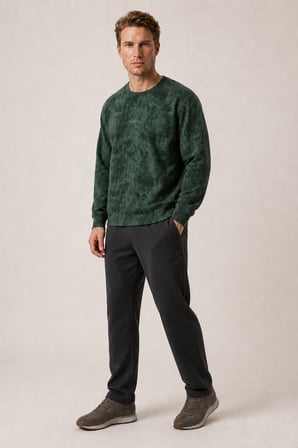 Allon Desenli Kışlık Yeni Sezon Erkek Regular Fit Sweatshirt Beyaz