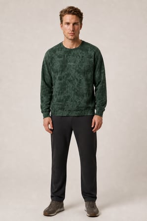Allon Desenli Kışlık Yeni Sezon Erkek Regular Fit Sweatshirt Beyaz