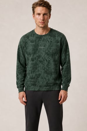 Allon Desenli Kışlık Yeni Sezon Erkek Regular Fit Sweatshirt Beyaz