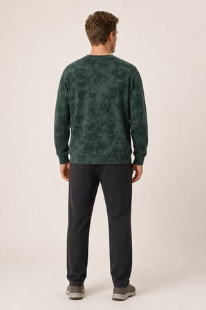 Allon Desenli Kışlık Yeni Sezon Erkek Regular Fit Sweatshirt Beyaz