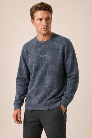 Allon Desenli Kışlık Yeni Sezon Erkek Regular Fit Sweatshirt Beyaz