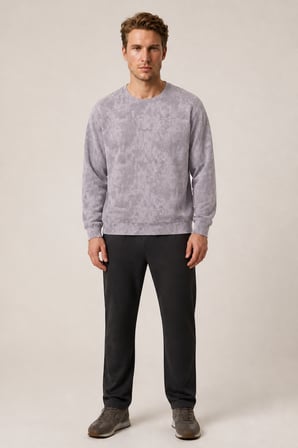Allon Desenli Kışlık Yeni Sezon Erkek Regular Fit Sweatshirt Beyaz