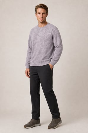 Allon Desenli Kışlık Yeni Sezon Erkek Regular Fit Sweatshirt Beyaz