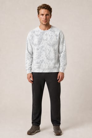 Allon Desenli Kışlık Yeni Sezon Erkek Regular Fit Sweatshirt Beyaz