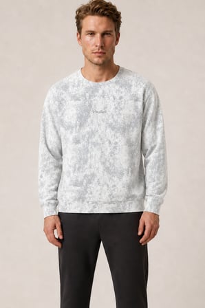 Allon Desenli Kışlık Yeni Sezon Erkek Regular Fit Sweatshirt Beyaz