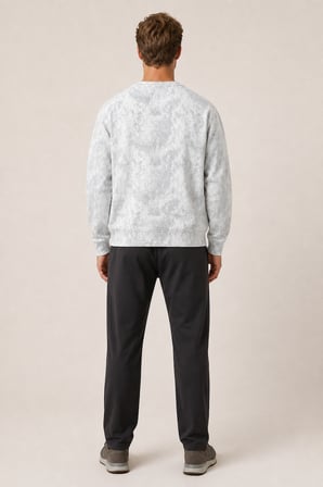 Allon Desenli Kışlık Yeni Sezon Erkek Regular Fit Sweatshirt Beyaz