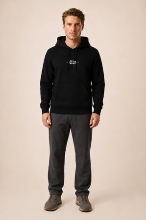 Thenk Yeni Sezon Erkek Regular Fit Kapüşonlu Sweatshirt Siyah