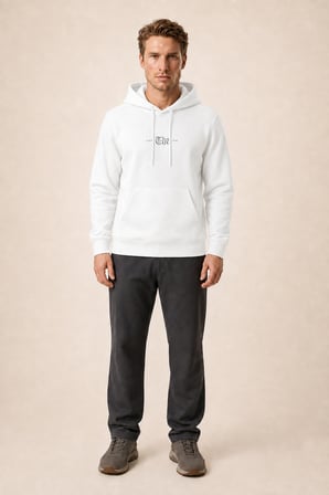 Thenk Yeni Sezon Erkek Regular Fit Kapüşonlu Sweatshirt Beyaz