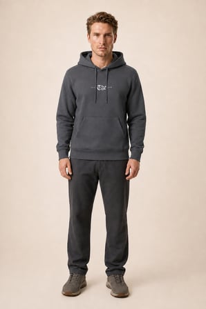 Thenk Yeni Sezon Erkek Regular Fit Kapüşonlu Sweatshirt Antrasit