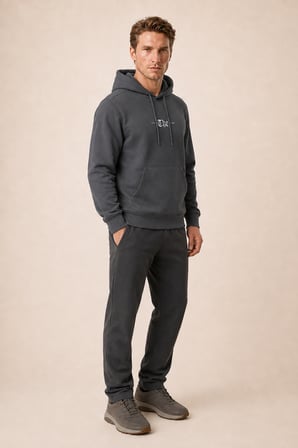 Thenk Yeni Sezon Erkek Regular Fit Kapüşonlu Sweatshirt Antrasit