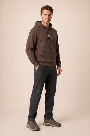 Thenk Yeni Sezon Erkek Regular Fit Kapüşonlu Sweatshirt Kahve