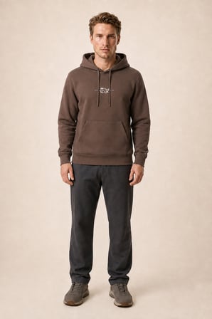 Thenk Yeni Sezon Erkek Regular Fit Kapüşonlu Sweatshirt Kahve