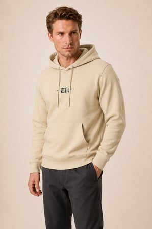 Thenk Yeni Sezon Erkek Regular Fit Kapüşonlu Sweatshirt Bej