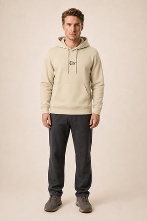 Thenk Yeni Sezon Erkek Regular Fit Kapüşonlu Sweatshirt Bej