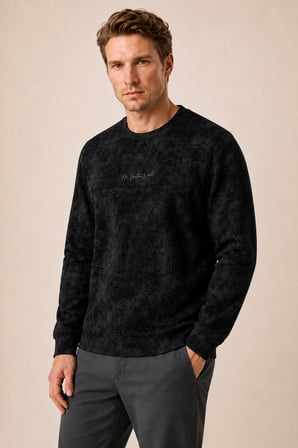 Continu Erkek Kışlık Regular Fit Kışlık Bisiklet Yaka Sweatshirt Siyah
