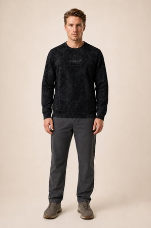 Continu Erkek Kışlık Regular Fit Kışlık Bisiklet Yaka Sweatshirt Siyah