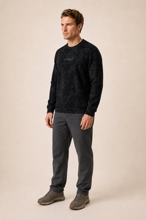 Continu Erkek Kışlık Regular Fit Kışlık Bisiklet Yaka Sweatshirt Siyah