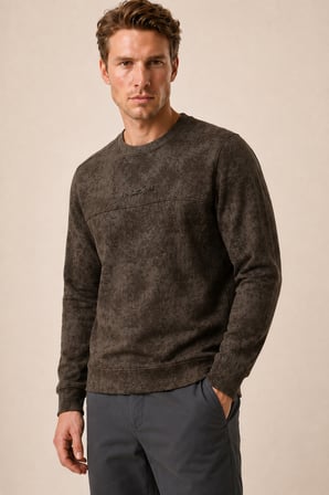 Continu Erkek Kışlık Regular Fit Kışlık Bisiklet Yaka Sweatshirt Kahve