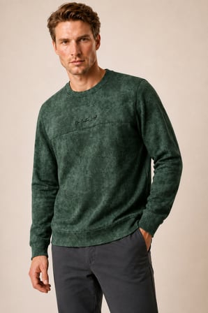 Continu Erkek Kışlık Regular Fit Kışlık Bisiklet Yaka Sweatshirt Haki