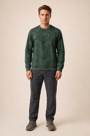 Continu Erkek Kışlık Regular Fit Kışlık Bisiklet Yaka Sweatshirt Haki