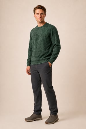Continu Erkek Kışlık Regular Fit Kışlık Bisiklet Yaka Sweatshirt Haki