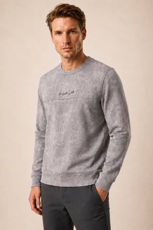 Continu Erkek Kışlık Regular Fit Kışlık Bisiklet Yaka Sweatshirt Gri
