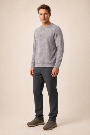 Continu Erkek Kışlık Regular Fit Kışlık Bisiklet Yaka Sweatshirt Gri